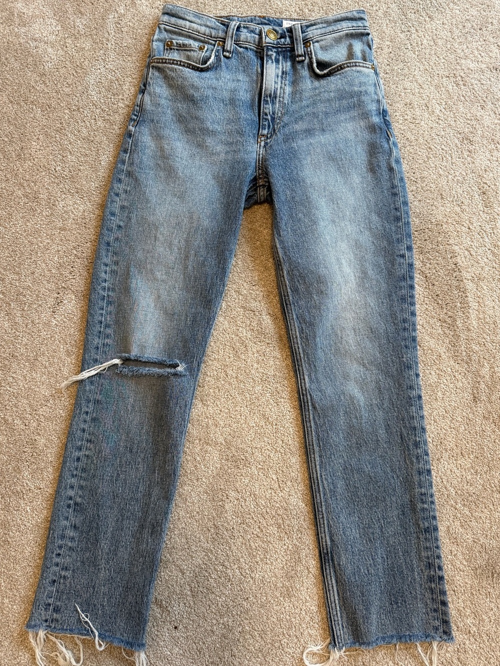 Rag & Bone Wren High Rise Slim Straight Jeans 24 Riley W Holes Distressed 27”